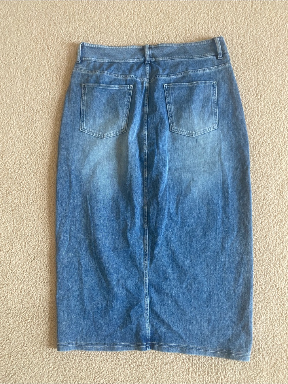 LARGE HALARA BODYCON SPLIT STRETCHY KNIT DENIUM MIDI SKIRT - Picture 7 of 8